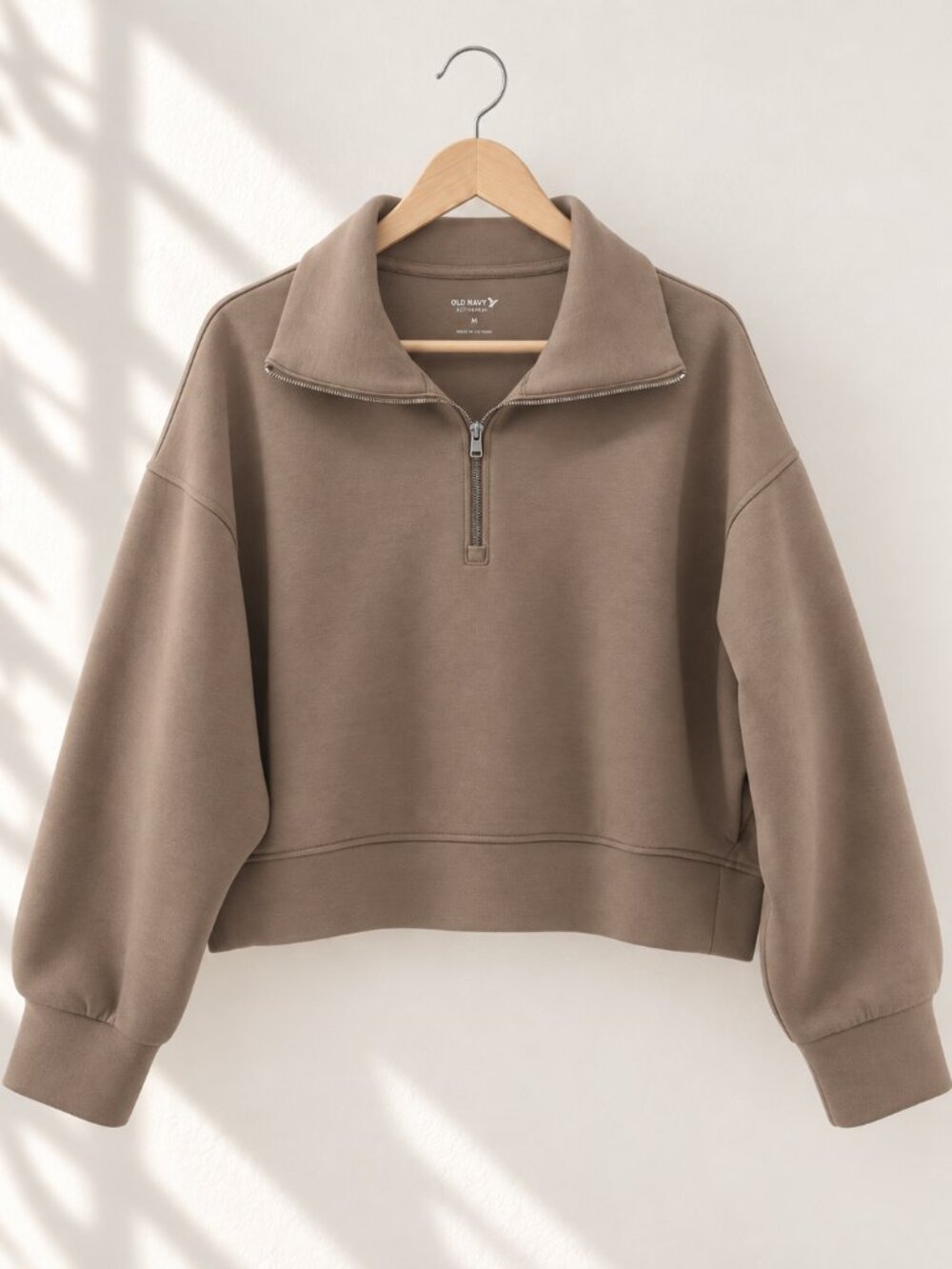 Old Navy, Half-Zip Sweatshirt, Active Bounce Fleece, Taupe, Size L